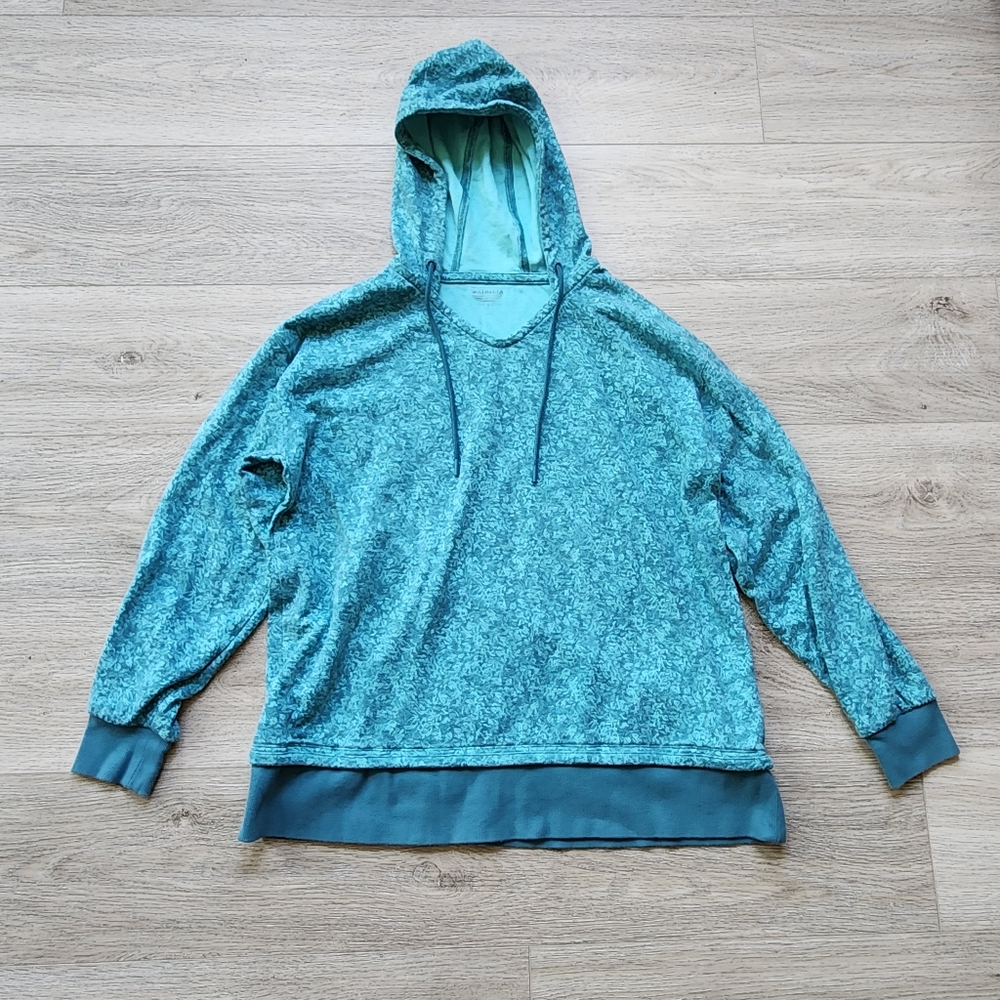 Athleta Sundown Alliance Hoodie Teal Blue Sweater Womens Small Long Sleeve
